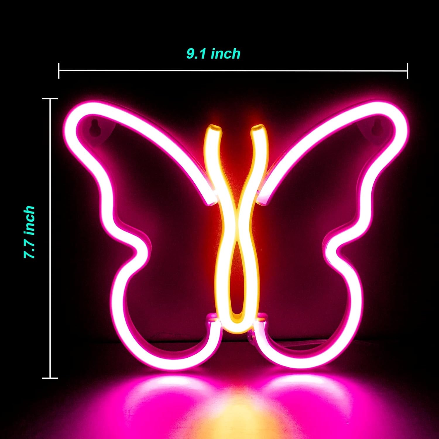 Butterfly Neon Signs Lights for Bedroom Wall Decor, USB or Battery LED Neon Night Light Wall Decoration, Aesthetic Room Decor for Girls, Kids, Living Room, Bar, Dorm, Men Cave